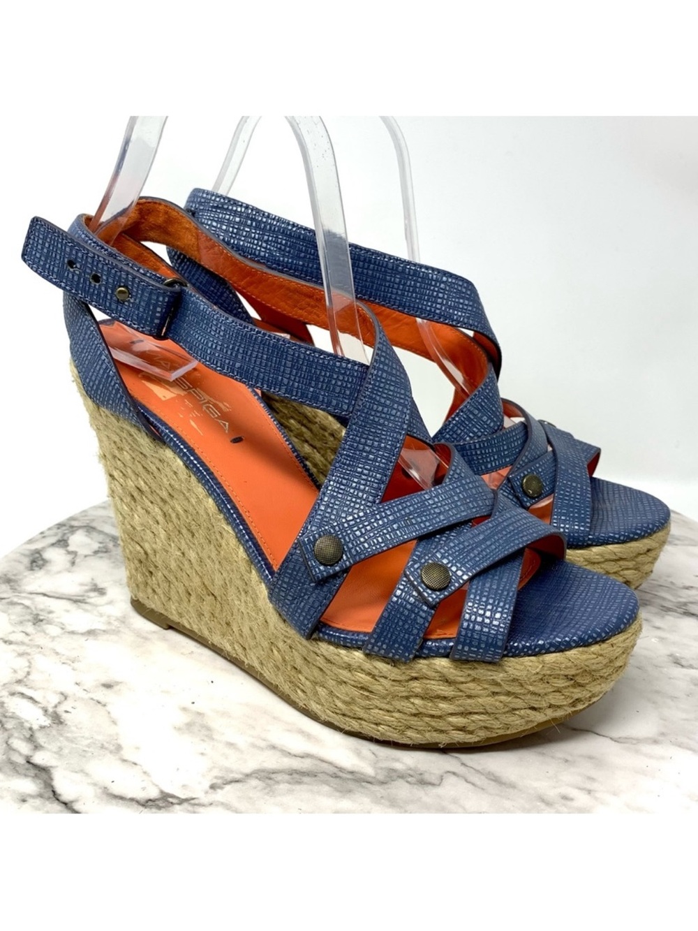 Via Spiga Karla Textured Open Toe Espadrille Wedge 8.5 Classic Resortwear Summer